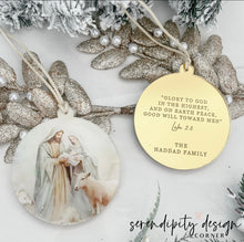 Load image into Gallery viewer, Double Sided Christmas Family Nativity Ornament