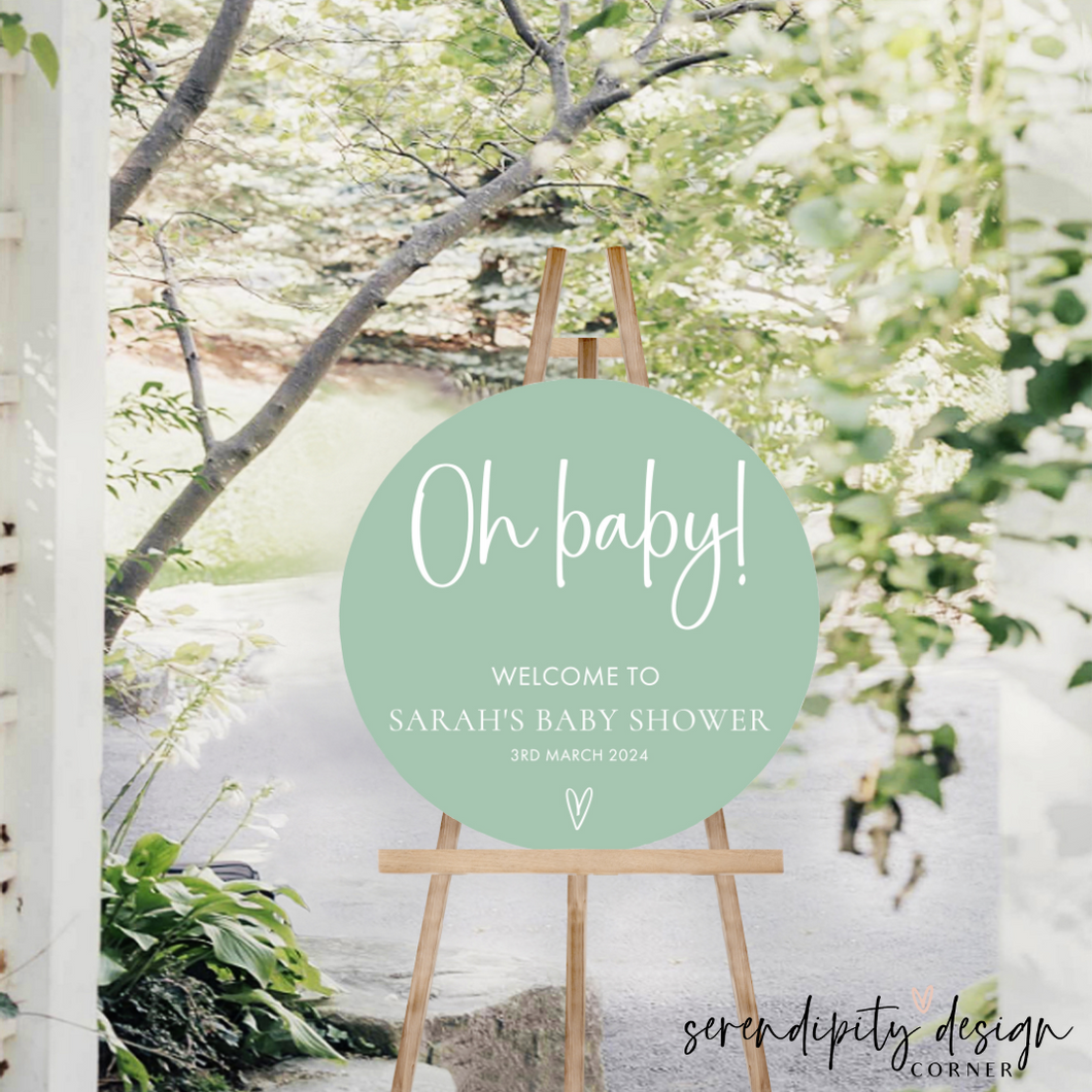 Round Acrylic UV Print Sign | Oh Baby Baby Shower Sign