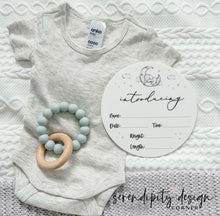 Load image into Gallery viewer, Sleeping Elephant Baby Birth Details Announcement Plaque | Clouds Birth Announcement