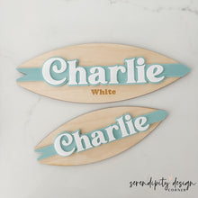 Load image into Gallery viewer, Surfboard Baby Announcement | Surfboard Birth Announcement | Surfer Baby Name Sign