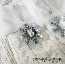 Load image into Gallery viewer, Snowflake Initial Christmas Ornament