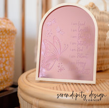 Load image into Gallery viewer, Daily Affirmations Mirrored Frame | Kids Daily Affirmations Butterflies Decor ©