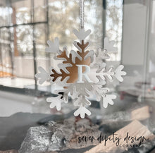 Load image into Gallery viewer, Snowflake Initial Christmas Ornament