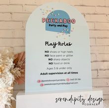 Load image into Gallery viewer, Jumping Castle Soft Play - Play Rules Sign with white base