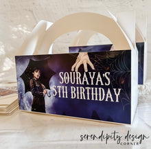 Load image into Gallery viewer, Wednesday Addams Party Treat Favour Boxes
