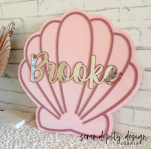 Load image into Gallery viewer, Mermaid Bedroom Sign | Under The Sea Shell | Mermaid Party Sign