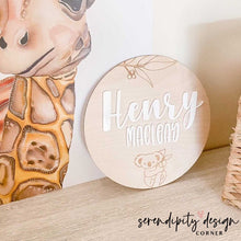 Load image into Gallery viewer, Wooden Name Sign Nursery Plaque | Australian Animals Koala Name Plaque