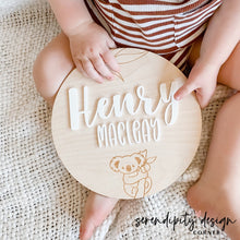 Load image into Gallery viewer, Wooden Name Sign Nursery Plaque | Australian Animals Koala Name Plaque