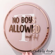 Load image into Gallery viewer, No Boys Allowed Except Dad Sign | Bedroom Door Kids Sign | Name Sign Decor | Personalised Bedroom Sign