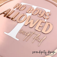 Load image into Gallery viewer, No Boys Allowed Except Dad Sign | Bedroom Door Kids Sign | Name Sign Decor | Personalised Bedroom Sign