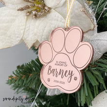 Load image into Gallery viewer, Personalised Christmas Bauble Ornament - Pet Memorial Ornament