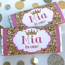 Load image into Gallery viewer, Pink & Gold Princess Birthday Party Chocolate Wrappers