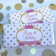 Load image into Gallery viewer, Pink & Gold Princess Birthday Party Chocolate Wrappers