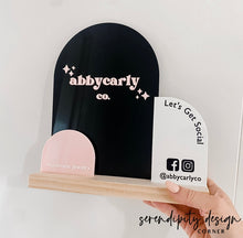 Load image into Gallery viewer, Social Media Business Sign Double Slot Timber Base