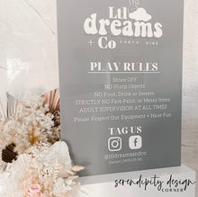 Load image into Gallery viewer, Jumping Castle Soft Play - Play Rules Sign with white base