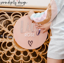 Load image into Gallery viewer, Peach & Rose Gold Bedroom Sign | Name Sign Decor | Baby Announcement Plaque