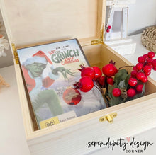 Load image into Gallery viewer, Luxe Gold Hinged Christmas Wooden Keepsake Box