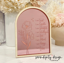 Load image into Gallery viewer, Daily Affirmations Mirrored Frame | Kids Daily Affirmations Flowers Decor ©