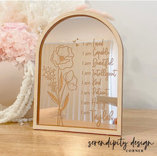 Load image into Gallery viewer, Daily Affirmations Mirrored Frame | Kids Daily Affirmations Flowers Decor ©