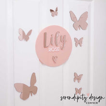 Load image into Gallery viewer, Peach & Rose Gold Bedroom Sign | Name Sign Decor | Baby Announcement Plaque