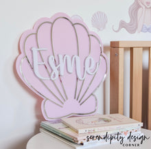 Load image into Gallery viewer, Mermaid Bedroom Sign | Under The Sea Shell | Mermaid Party Sign
