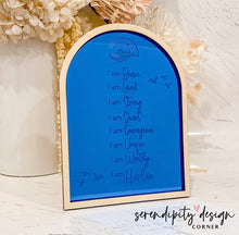 Load image into Gallery viewer, Daily Affirmations Mirrored Frame | Kids Daily Affirmations Surf Waves Decor ©