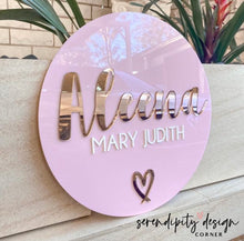 Load image into Gallery viewer, Peach & Rose Gold Bedroom Sign | Name Sign Decor | Baby Announcement Plaque