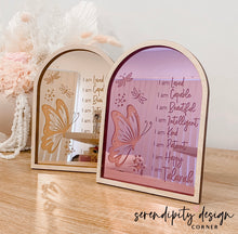 Load image into Gallery viewer, Daily Affirmations Mirrored Frame | Kids Daily Affirmations Butterflies Decor ©
