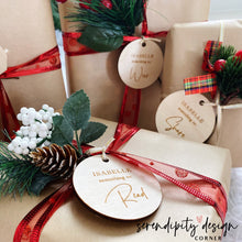 Load image into Gallery viewer, Wooden Christmas Gift Tags - Something you need, want, wear, read, do and share