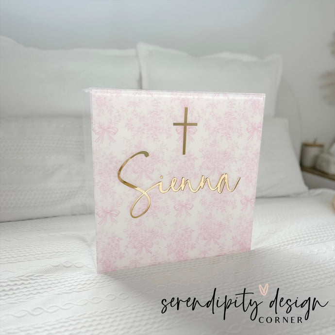 Printed Acrylic Baptism Box - Bow