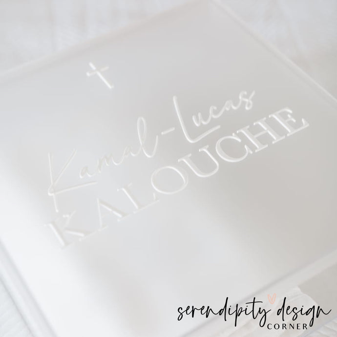 Frosted Square Acrylic Christening Box