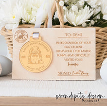 Load image into Gallery viewer, Easter Bunny Award Certificate with Medal
