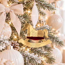 Load image into Gallery viewer, Personalised Baby Birth Length Rocking Horse Christmas Ornament
