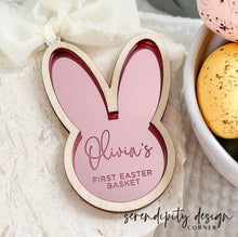 Load image into Gallery viewer, Easter Bunny Face Mirror Tag | Mirror Easter Tag
