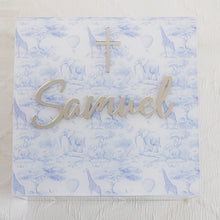 Load image into Gallery viewer, Printed Acrylic Baptism Box - Safari Toile de Jouy
