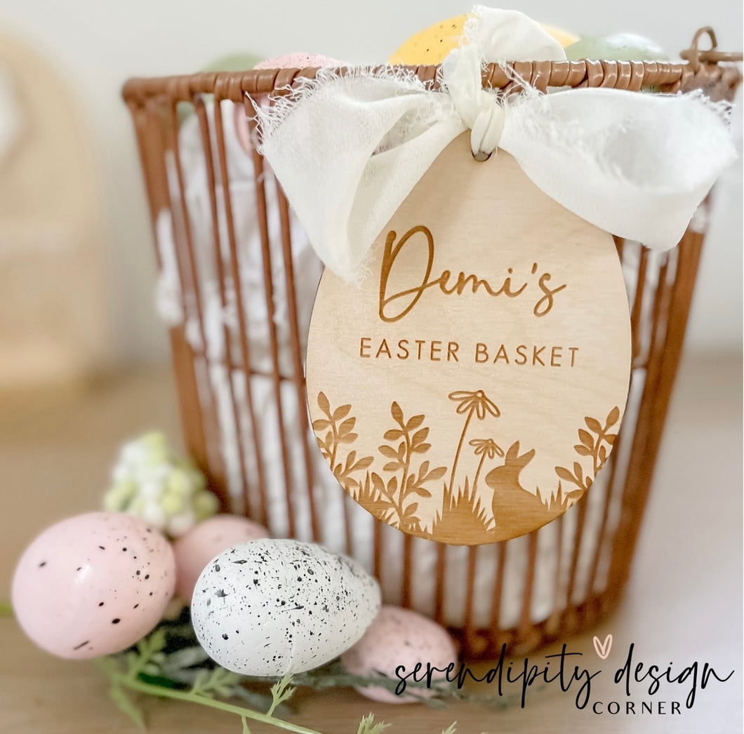 Easter Egg Shaped Basket Tag | Wooden Easter Basket Tag