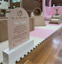 Load image into Gallery viewer, Jumping Castle Soft Play - Play Rules Sign with white base
