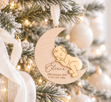 Load image into Gallery viewer, Personalised Baby Moon Christmas Ornament | Birth Details Keepsake
