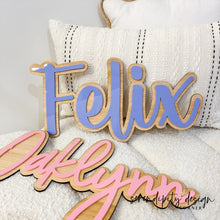 Load image into Gallery viewer, Double Layered Name Sign | Wood &amp; Acrylic Name Sign
