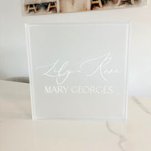 Load image into Gallery viewer, Frosted Square Acrylic Christening Box
