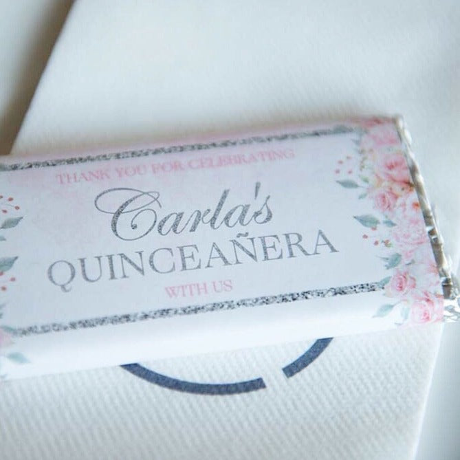 Floral Quinceañera Chocolate Wrappers