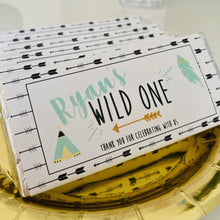 Load image into Gallery viewer, Wild One Aqua Black Chocolate Wrappers
