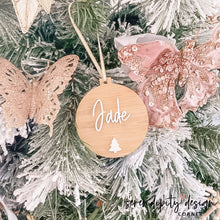 Load image into Gallery viewer, Personalised Bamboo Wood Christmas Bauble Ornament
