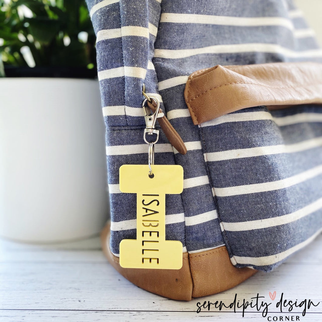 Personalised Name Alphabet Letter Acrylic Name Keyring Chain Tag - Back to School