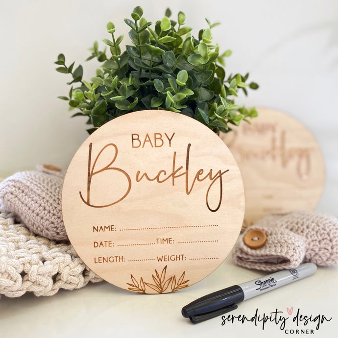 Baby Announcement Hospital Wood Plaque