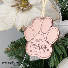 Load image into Gallery viewer, Personalised Christmas Bauble Ornament - Pet Memorial Ornament
