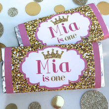 Load image into Gallery viewer, Pink &amp; Gold Princess Birthday Party Chocolate Wrappers
