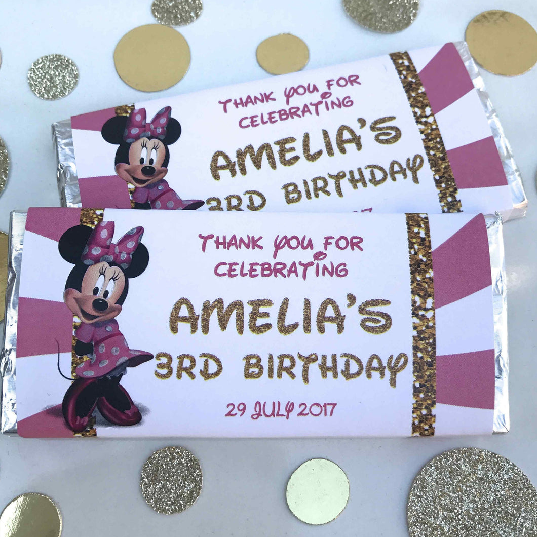 Minnie Mouse Birthday Party Chocolate Wrappers