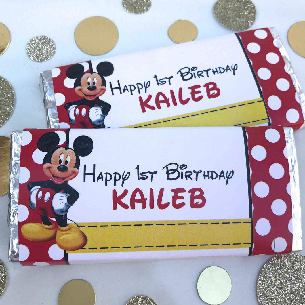 Mickey Mouse Disney Birthday Party Chocolate Wrappers