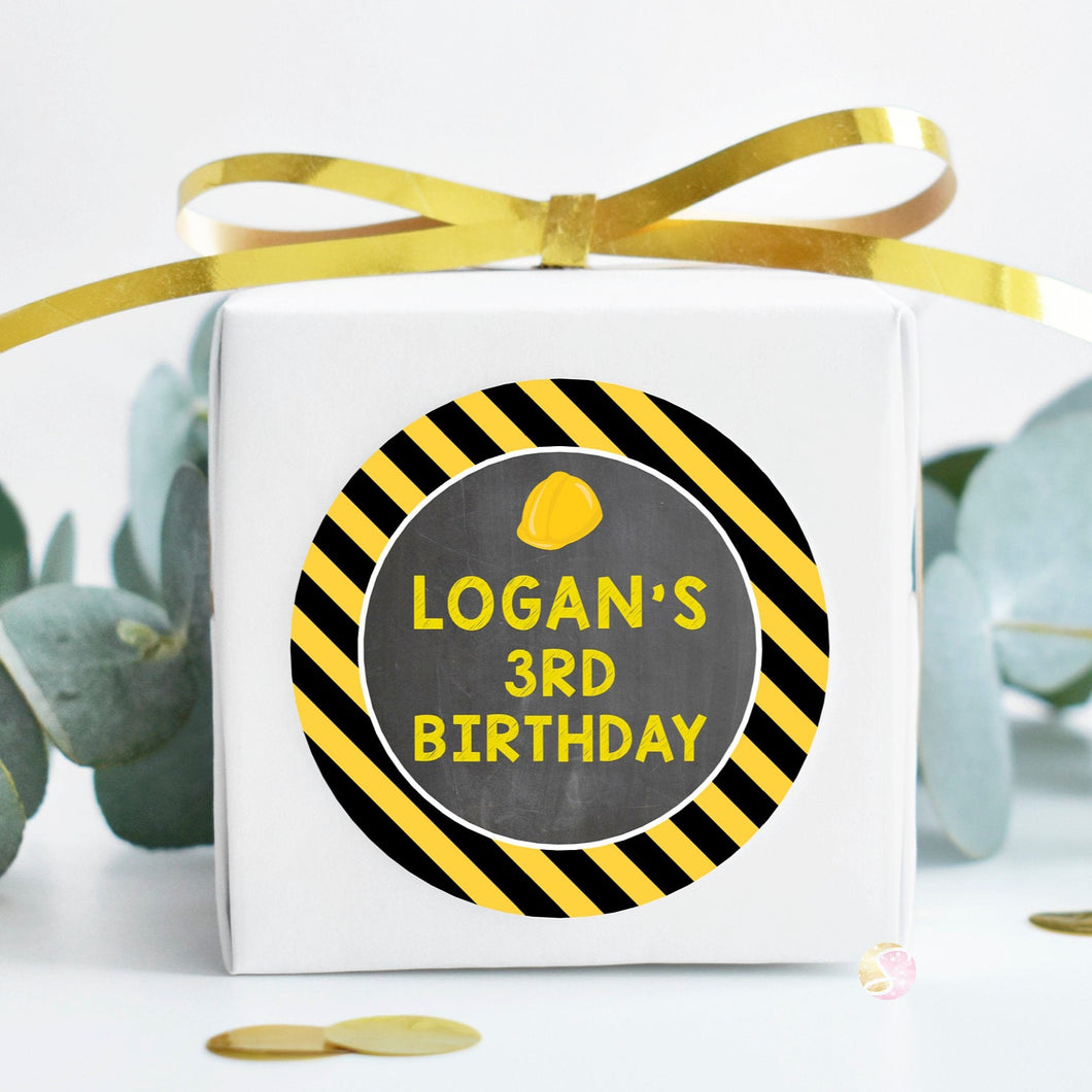 Construction Birthday Party Stickers
